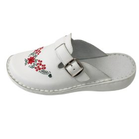 3000 Fehér női bőr klumpa papucs