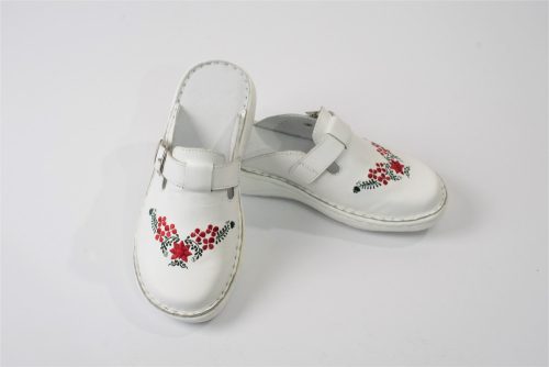 3000 Fehér női bőr klumpa papucs