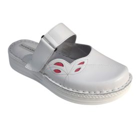 4004 fehér bőr klumpa papucs magas és széles lábfejre