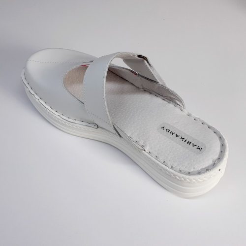 4004 fehér bőr klumpa papucs magas és széles lábfejre