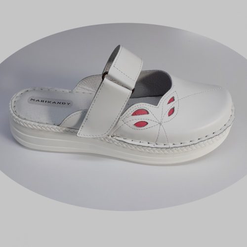 4004 fehér bőr klumpa papucs magas és széles lábfejre