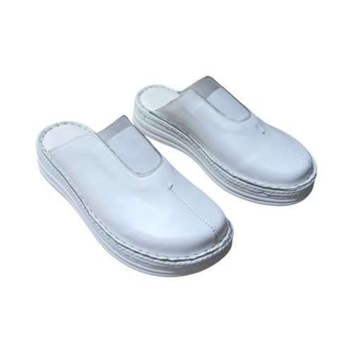 4005 fehér női bőr klumpa papucs magas lábfejre