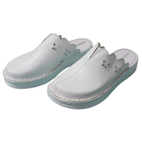 4062 fehér női bőr klumpa papucs