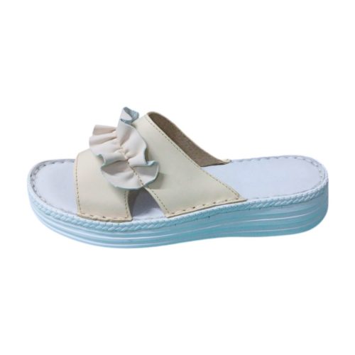 410 bézs női bőr papucs