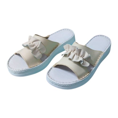 410 bézs női bőr papucs