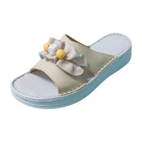 411 bézs női bőr papucs