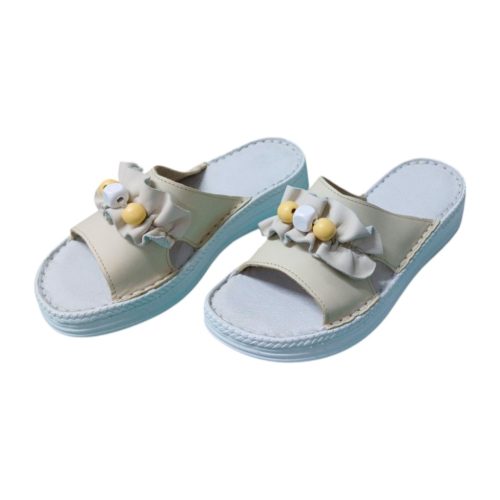 411 bézs női bőr papucs