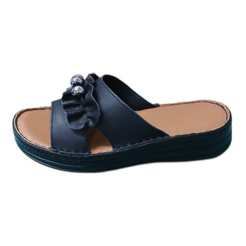 411 fekete női bőr papucs