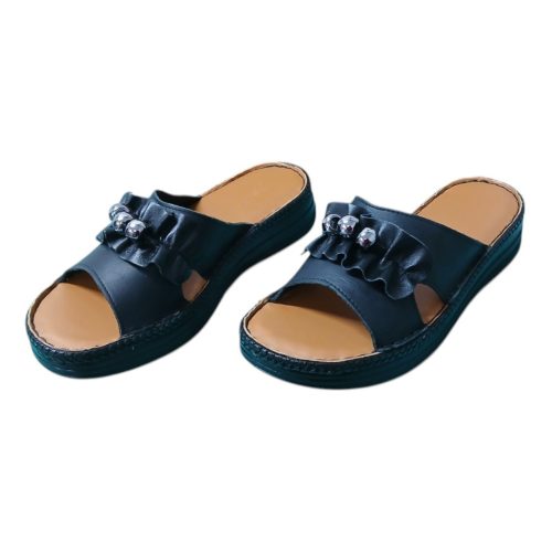 411 fekete női bőr papucs