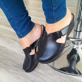 6007 fekete női bőr klumpa papucs