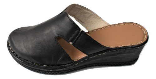 6007 fekete női bőr klumpa papucs