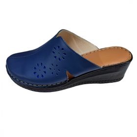 6013 blu marino női bőr klumpa papucs
