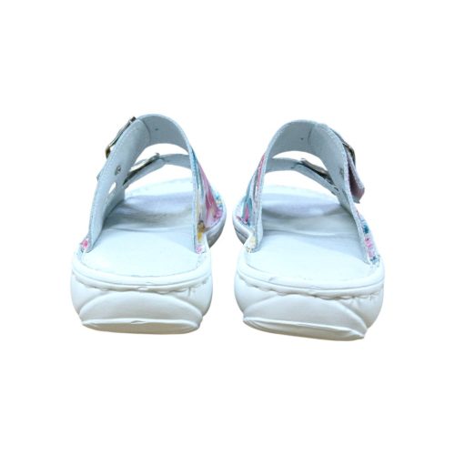 729 Női csatos bőr papucs virágmintával