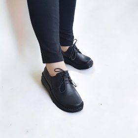 9100 fekete fűzős női bőr cipő