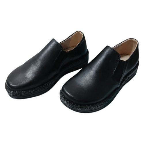 9200 fekete női bőr cipő-gumis belebújós