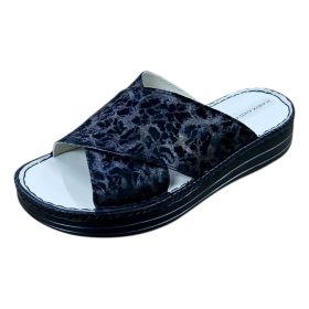 955 fekete női bőr papucs-mintás