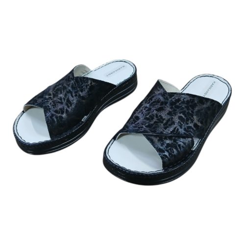 955 fekete női bőr papucs-mintás