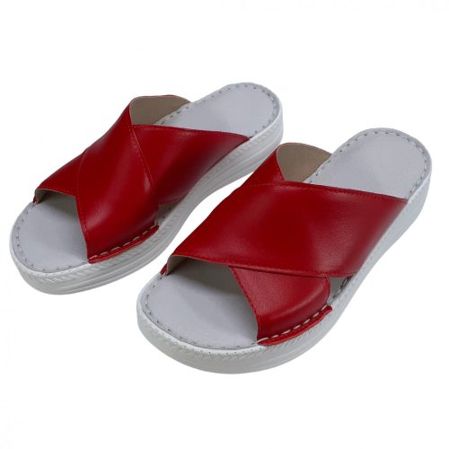955 piros női bőr papucs