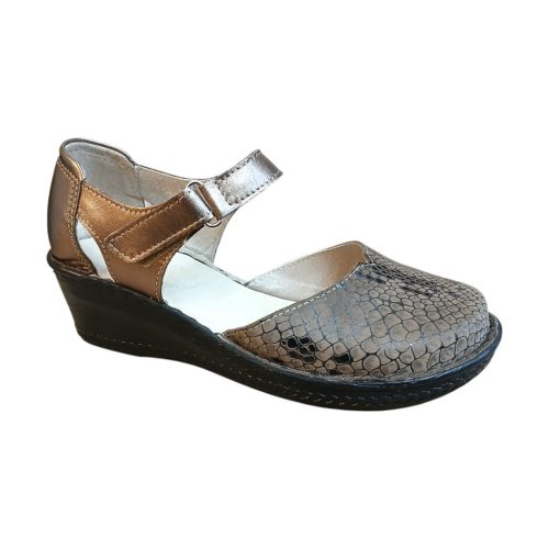 Anna kígyóbőrmintás barna női cipő-magasított sarkú