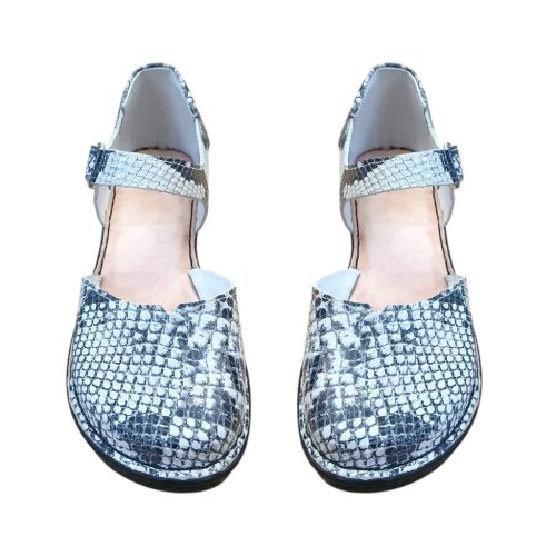 Anna kígyóbőrmintás szürke női cipő-magasított sarkú