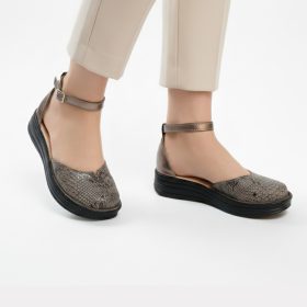 Kitty kígyóbőrmintás barna női cipő