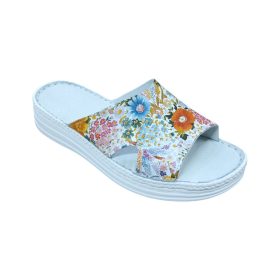 Margaret virágmintás női bőr papucs